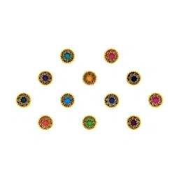 Comet Busters 12 Pcs Embellished Reusable Designer Bindis - Multicoloured image 2