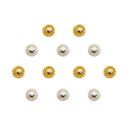 Comet Busters 12 Pcs Embellished Reusable Designer Bindis - Gold & Silver-Toned image 2