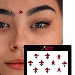 Comet Busters 10 Pcs Reusable Designer Bindis - Red & Black image 2