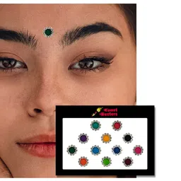 Comet Busters 12 Pcs Embellished Reusable Designer Bindis - Multicoloured image 3