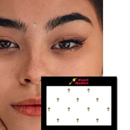 Comet Busters 12 Pcs Embellished Reusable Designer Bindis - Gold-Toned image 3