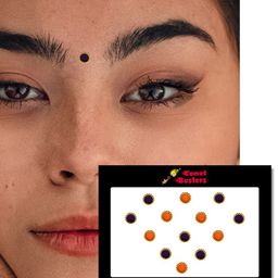 Comet Busters 13 Pcs Orange & Blue Circular Shaped Beaded Bindi image 2