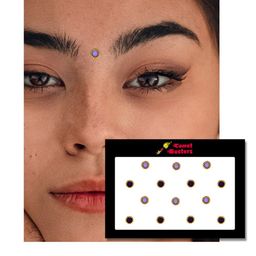 Comet Busters Lavender & Black Stone-Studded Round Shaped Bindis - 14 Pcs image 2