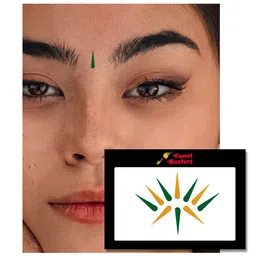 Comet Busters 10 Pcs Reusable Designer Bindis - Green & Yellow image 3