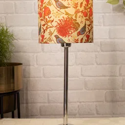 Homesake Orange Floral Printed Fabric Contemporary Table Lamp-10