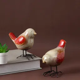 TAYHAA Red 2 Pieces Bird Figurine Ceramic Showpieces-18