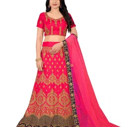 Maroosh Women Embellished Thread Work Unstitched Lehenga & Blouse With Dupatta-picture-40