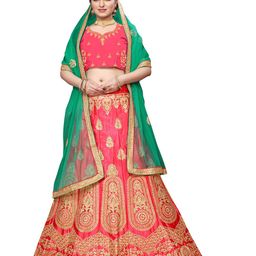 Maroosh Women Embellished Thread Work Unstitched Lehenga & Blouse With Dupatta-image-85