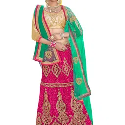 Maroosh Women Embroidered Thread Work Unstitched Lehenga & Blouse With Dupatta-picture-41