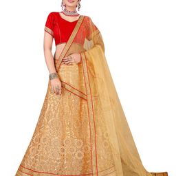Maroosh Women Embroidered Thread Work Unstitched Lehenga & Blouse With Dupatta-image-94