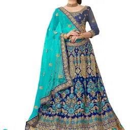 Maroosh Women Embroidered Thread Work Unstitched Lehenga & Blouse With Dupatta-picture-13