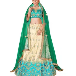 Maroosh Women Embroidered Thread Work Unstitched Lehenga & Blouse With Dupatta-picture-53