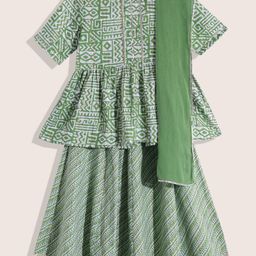 Sangria Girls Bandhani Printed Ready to Wear Lehenga & Blouse With Dupatta-31