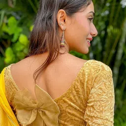Bindigasm's Advi Woven Design Bow Detail Stretchable Saree Blouse-picture-30