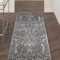 OBSESSIONS Grey & Black Ethnic Motifs Anti-static Floor Runner-28