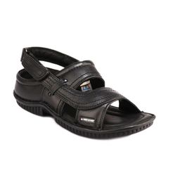 Red Chief Men Black Leather Comfort Sandals-image-79