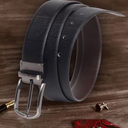 MUTAQINOTI Men Black Reversible Leather Formal Belt-image-40
