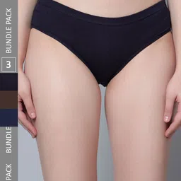Aimly Women Pack Of 3 Cotton Mid-Rise Hipster Briefs-image-28