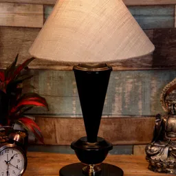 foziq Black & Cream Colored Printed Table Lamps-29