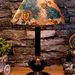 foziq Black & Green Floral Printed Table Lamp-31