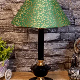 foziq Adults Black & Green Printed Table Lamp With Shade-57