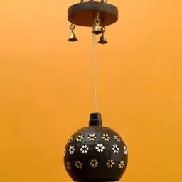 AAKRITI ART CREATIONS Black Textured Hanging Pendant Lamp-picture-58
