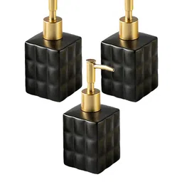 Kuber Industries 3 pieces Checked Ceramic Soap Dispenser - 220 ml each image 3