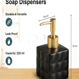 Kuber Industries 3 pieces Checked Ceramic Soap Dispenser - 220 ml each image 4