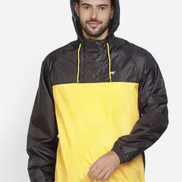 Wildcraft Men Mustard & Black Solid Hooded Rain Jacket-image-98