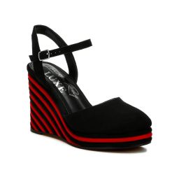 London Rag Womens Black Dual Tone Wedges Heels-picture-1
