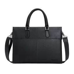 ABELARDO DE MODA Black Solid Leather 16 Inch Laptop Bag and Detachable Strap-picture-14