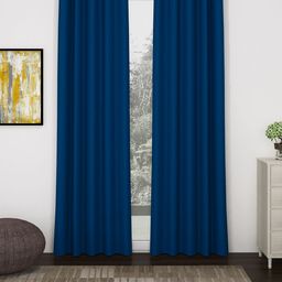 Story@Home Faux Silk Solid Solid 300GSM Navy Blue Room Darkening Blackout Long Door Curtain - Set of 2-image-68