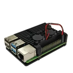 Raspberry Pi Metal Aluminium Case with Double Fans for Raspberry Pi 4B (Black) image 1