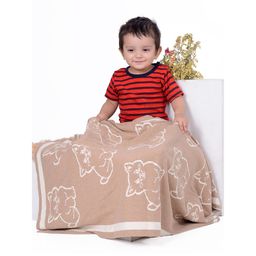 JoE Hazel Beige & Cream-Coloured Cartoon Characters AC Room 550 GSM Single Bed Blanket-27