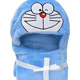 Bajo's Turquoise Blue & White Cartoon Characters Cotton AC Room 350 GSM Single Bed Blanket-image-33