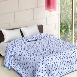 Kuber Industries White & Blue Floral AC Room 300 GSM Reversible Cotton Double Bed Dohar-image-52