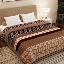 Story@home Brown Geometric AC Room 300 GSM Double Bed Blanket-image-60