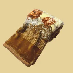 Signature Brown & Orange Floral Heavy Winter 400 GSM Double Bed Blanket-image-55