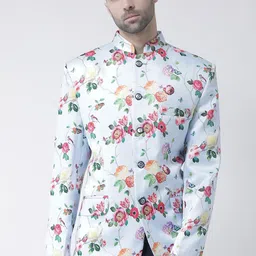 Hangup Men Blue & Pink Printed Single-Breasted Blazer-picture-51
