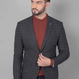 Crimsoune Club Checked Notched Lapel Collar Single Breasted Slim-Fit Casual Blazer-picture-19