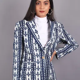 INDOPHILIA Printed Cotton Single Breasted Blazer-picture-50