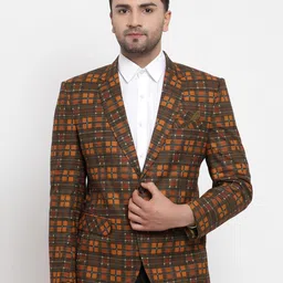 KLOTTHE Men Checked Slim-Fit Single Breasted Party Blazers-picture-45