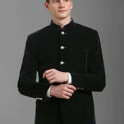 Louis Philippe Mandarin Collar Formal Bandgala Blazer-picture-45