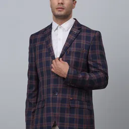 Cantabil Checked Single-Breasted Formal Blazer-image-73