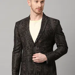 ESSAS club Abstract Printed Single-Breasted Slim-Fit Blazer-56