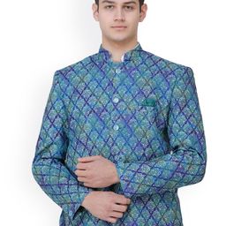 Exotic India Printed Long Sleeve 
Bandhgala Blazer-image-7