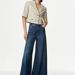 Marks & Spencer Notched Lapel Collar Cropped Single-Breasted Blazer-picture-39