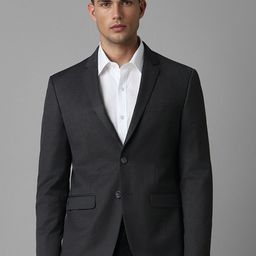 Louis Philippe Slim Fit Textured Notched Lapel Single Breasted Formal Blazer-picture-36