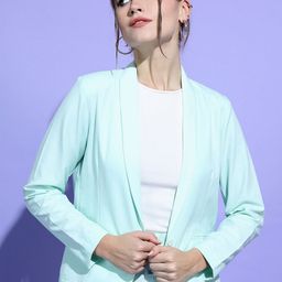 CHIC BY TOKYO TALKIES Women Gorgeous Green Solid Blazer-picture-17