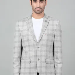 Cantabil Checked Notched Lapel Collar Single-Breasted Slim Fit Casual Blazer-picture-11